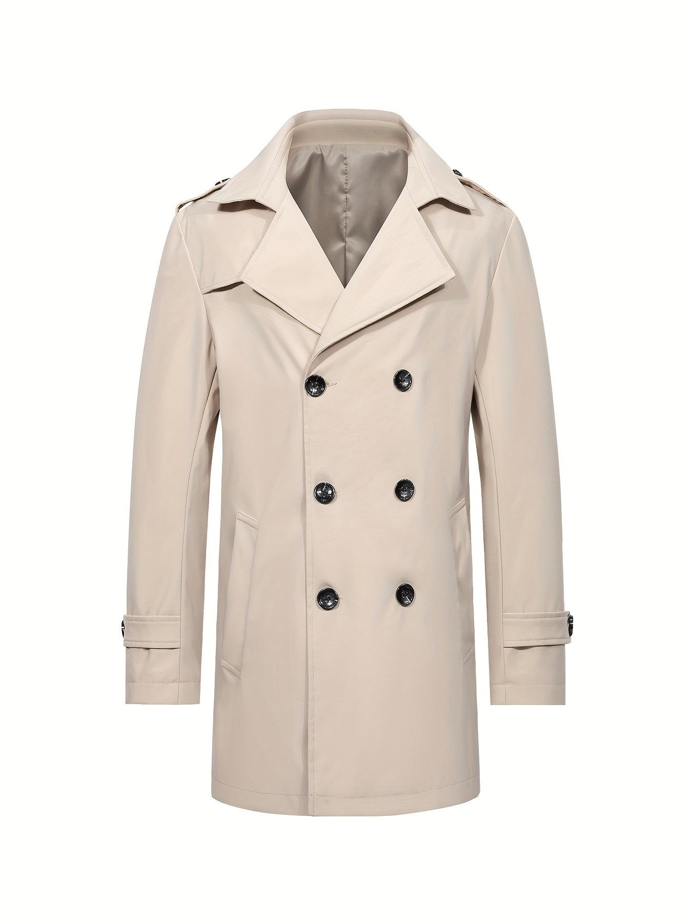 Men's High-End Double-Breasted Windbreaker Jacket - Mid-Length Overcoat