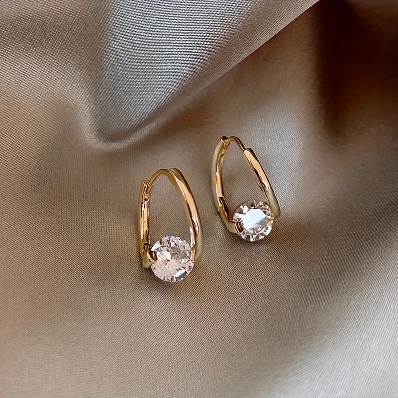 

Classic Elegant Versatile Rhinestone Small Hoop Earrings, Girls Casual Leisure Fashion Jewelry Gift
