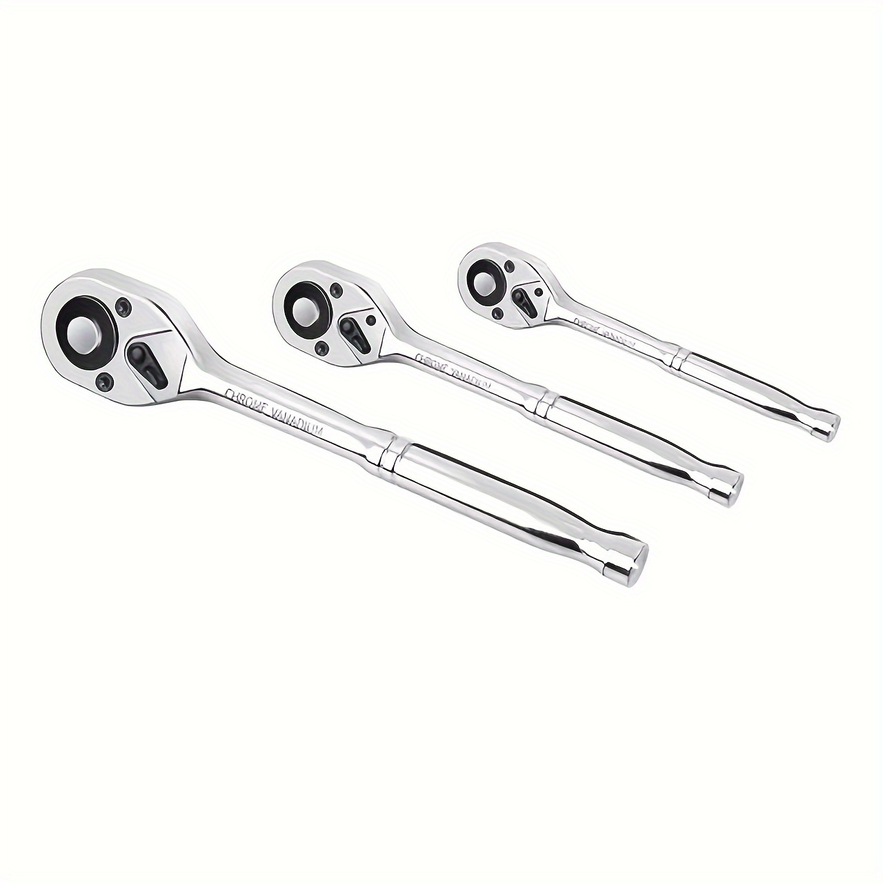 

Ratchet Handle, 1/2, 3/8 And 1/4 Drive Ratchet Wrench, Shawty 3pcs Reversible Switch, Full-polished Chrome Plating, Alloy Steel, Quick Release Reversible