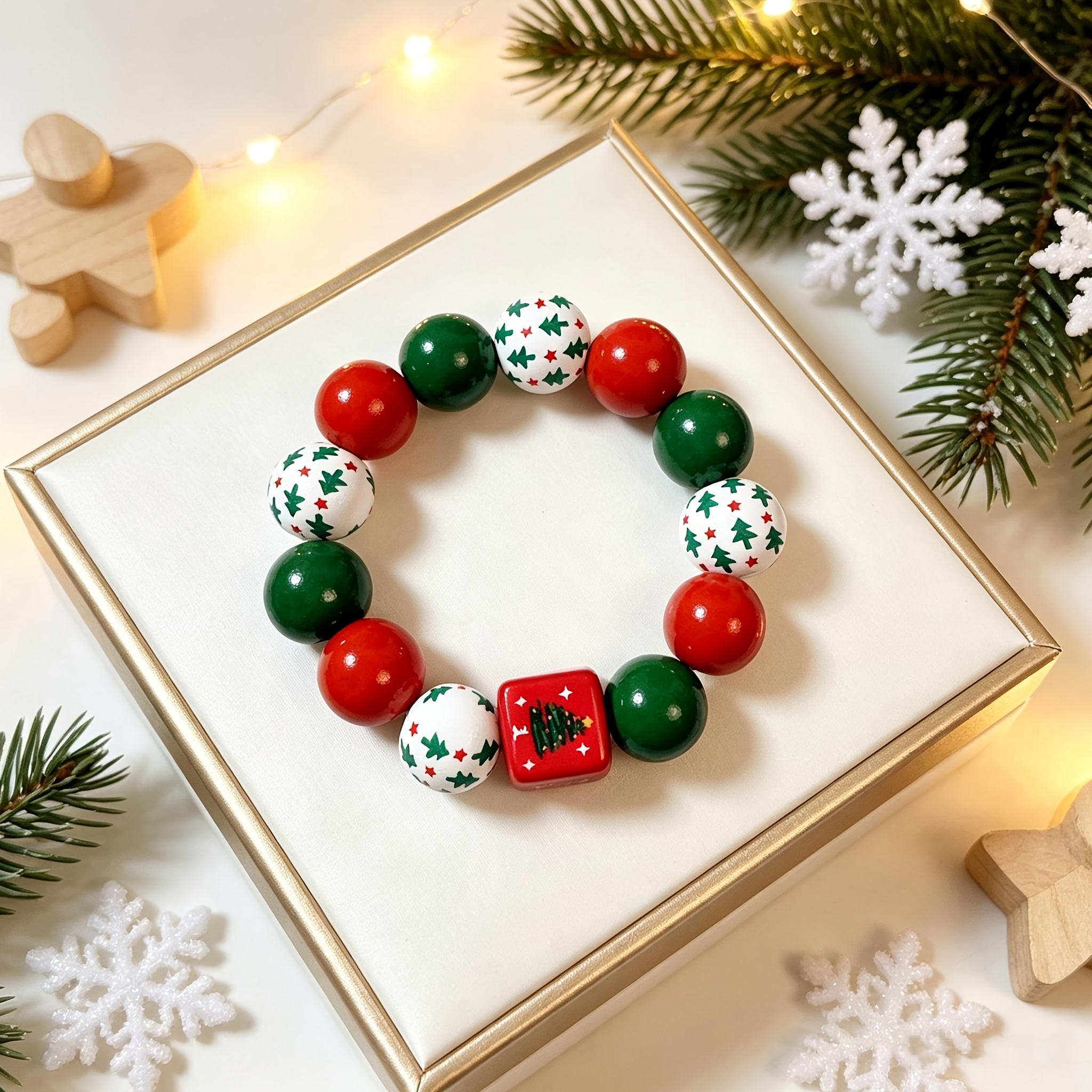 TEMU 1pc Christmas Decorative Wearable Elastic Bracelet, Christmas Party Gift Accessory; Suitable For Women To Wear At Christmas Parties, Carnival,