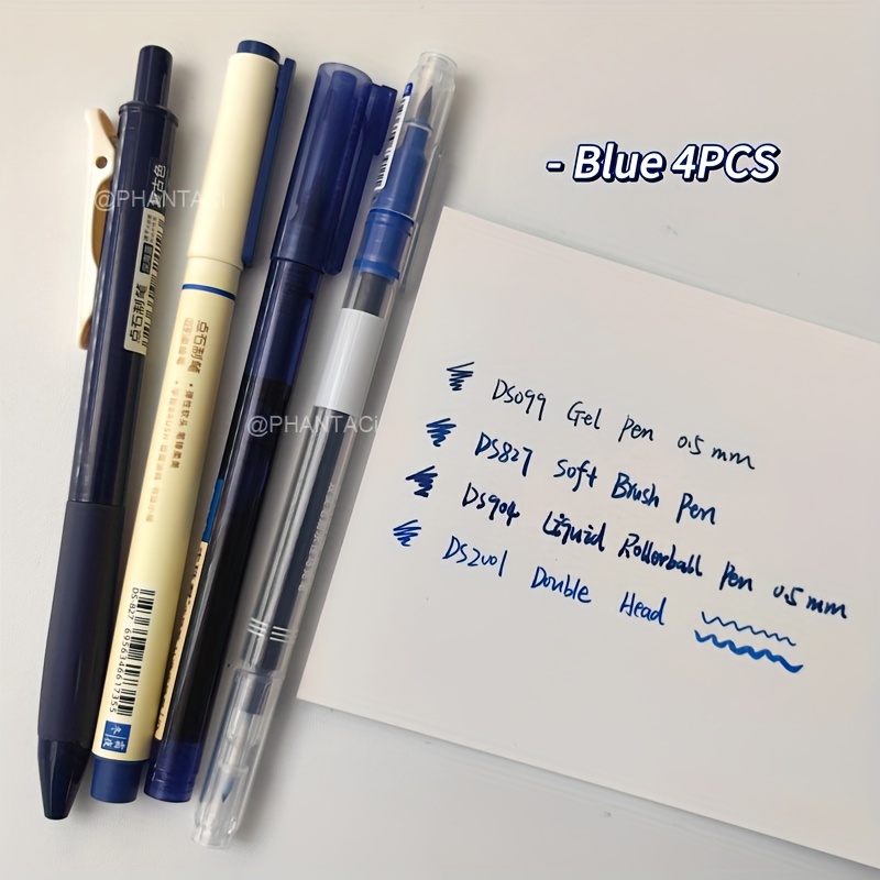 Image of 4pcs Set Of Colored Soft-tip Calligraphy Brushes, Retro Pens With Multiple Tip Types, 0.5mm Fine Line Drawing Pen