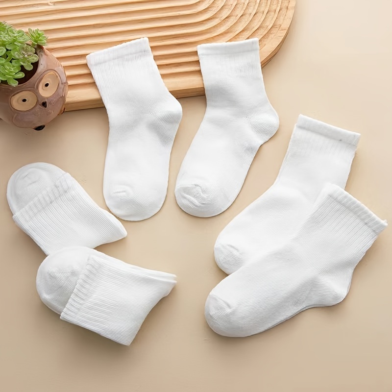 

5 Pairs Of Kid' Color Crew Socks, Comfy & Breathable Soft & Socks For All Wearing