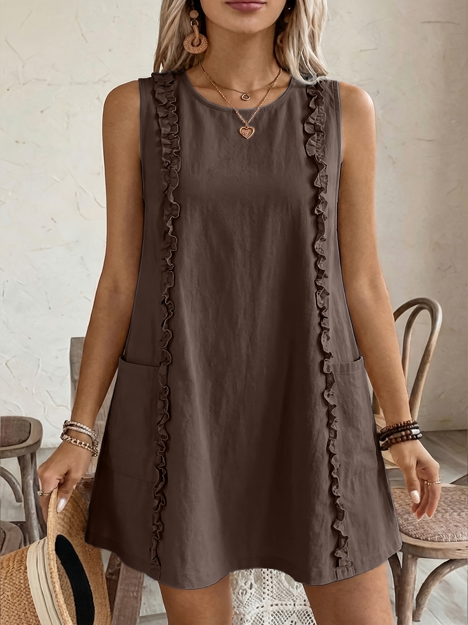 brown rib knit dress Handkerchief Anniversary Dress - Paille main image 1