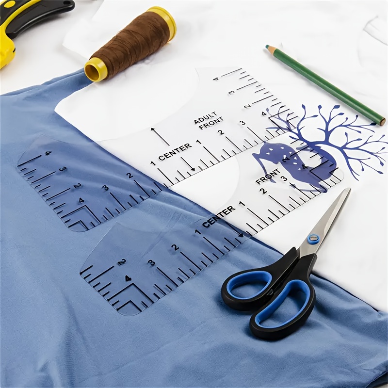 

Hot Transfer Vinyl T-shirt Set With Center Design, Alignment Tool With Soft Tape Measure, Craft Sewing Supplies Accessories Heat Press Tool