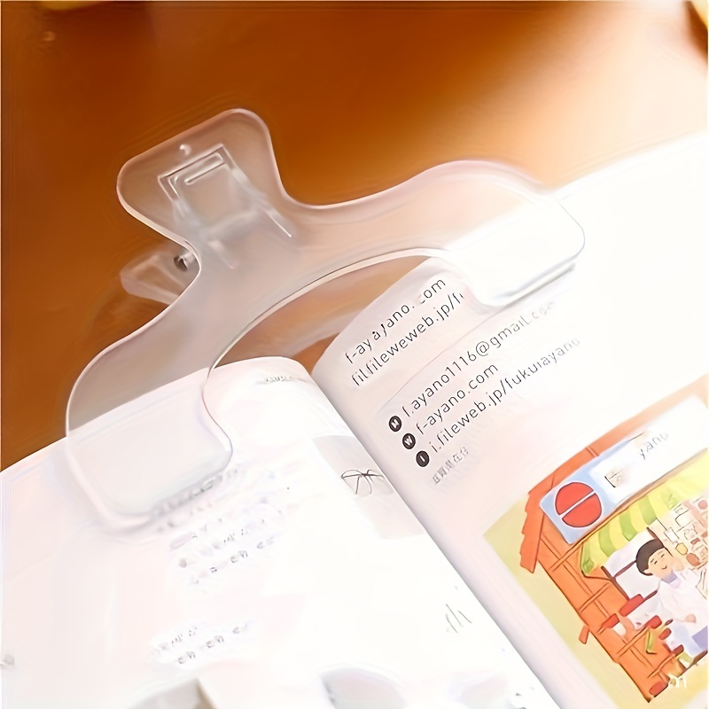 

3pcs White Pp Material Transparent Book Clips, Multifunctional Thickened Roll Clips, Anti-slip Fixed Book Clip For Students, With Organization And Storage For Books And Notes