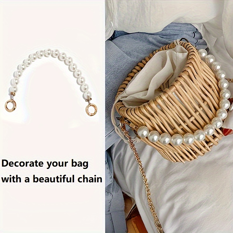 

1pc Elegant White Glossy Beads Bag Strap, Stylish Extender Chain, Detachable Beaded Shoulder Chain For Handbags, Versatile Accessory For Tote, Crossbody, Evening Purse