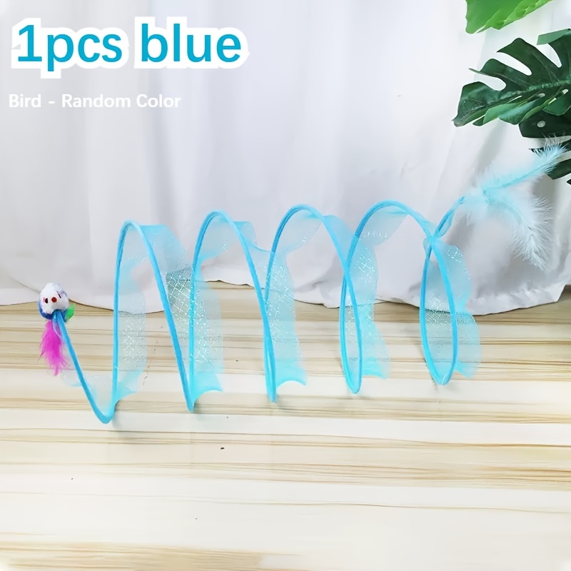 TEMU Interactive Cat Tunnel Channel, A Fun Designed Specifically For Cats, With Simulated Feathers And Random Colors Of Birds, Equipped With Bells Of