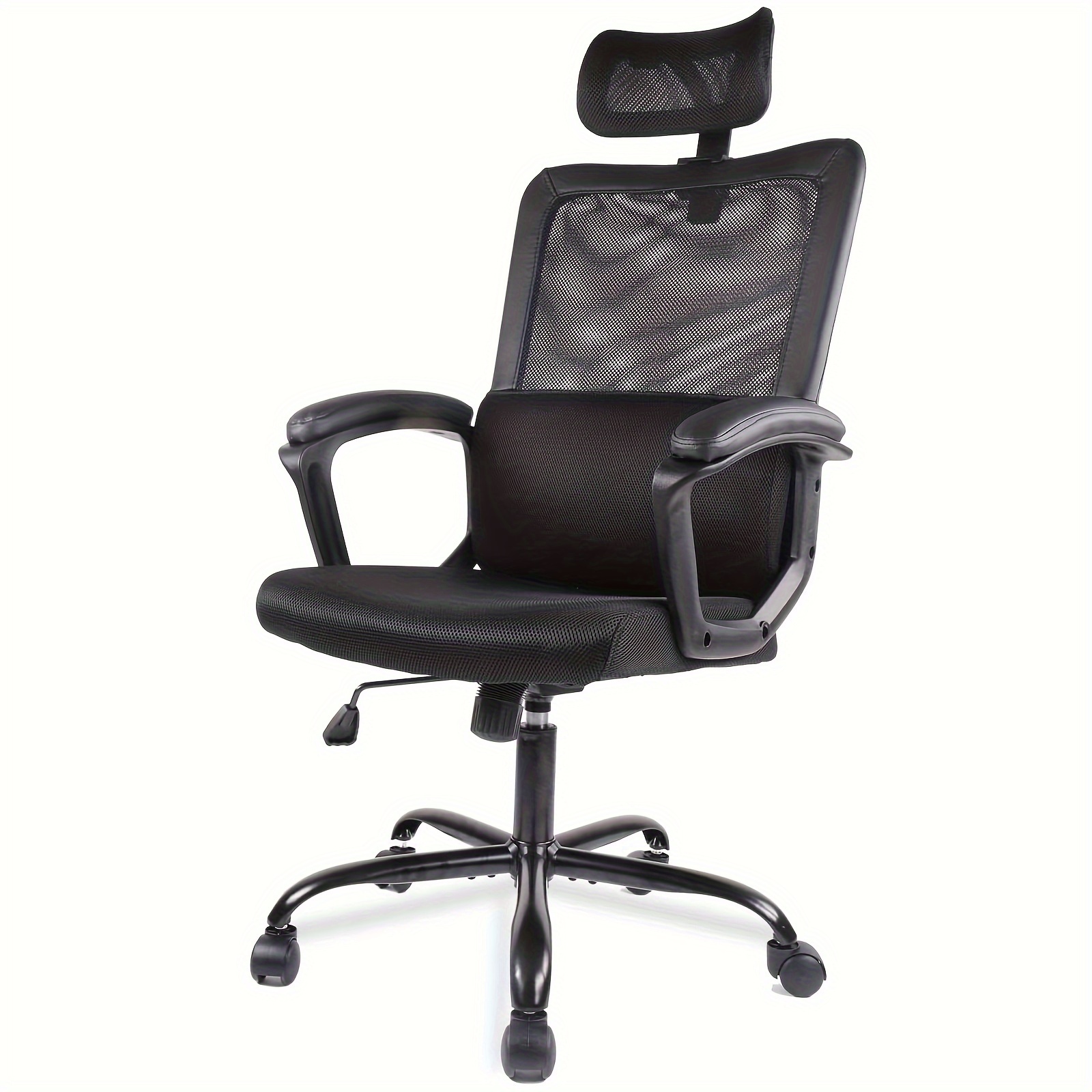 

Office Desk Computer Chair, Ergonomic High Back Comfy Swivel Gaming Home Mesh Chairs With Wheels, Lumbar Support, Adjustable Headrest, Comfortable Pillow, Soft Arms, 120°tilt For Bedroom, Study