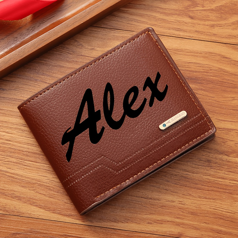 TEMU Portefeuille Homme Personnalisé à Texte Uni, Porte-Cartes Pliable Noir et Élégant, Porte-Monnaie Décontracté pour Homme, Idéal comme Cadeau