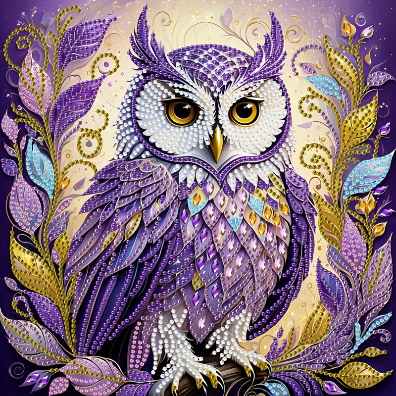 

Animal Theme Diamond Painting Kit With Irregular Shaped Diamonds, Owl Design Canvas Wall Art, Diy 5d Diamond Art By Numbers Kit, Home Decor Craft 30x30cm (11.8x11.8in)