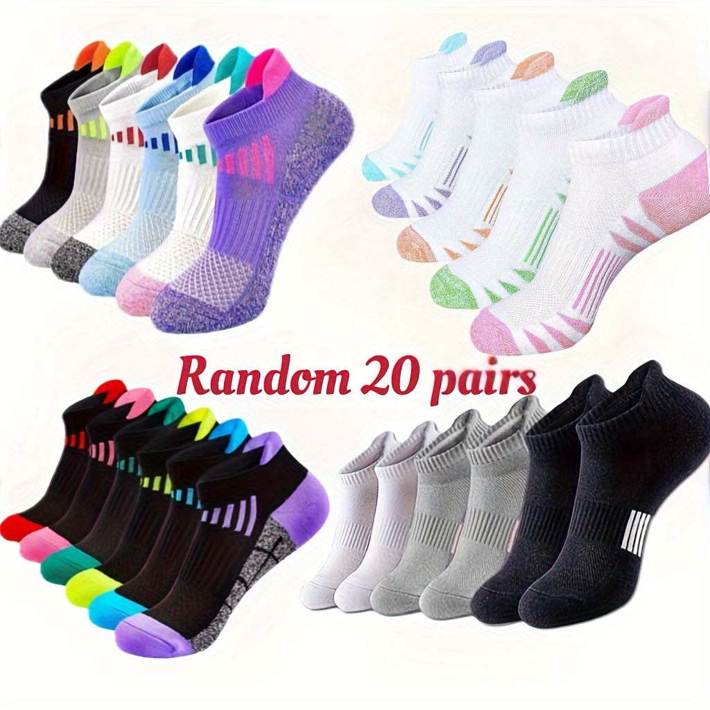 

20 Pairs/30 Pairs/40 Pairs/50 Pairs Random Color Short Socks Men's And Women' Style Short Ankle Running Thin Sports Casual Socks