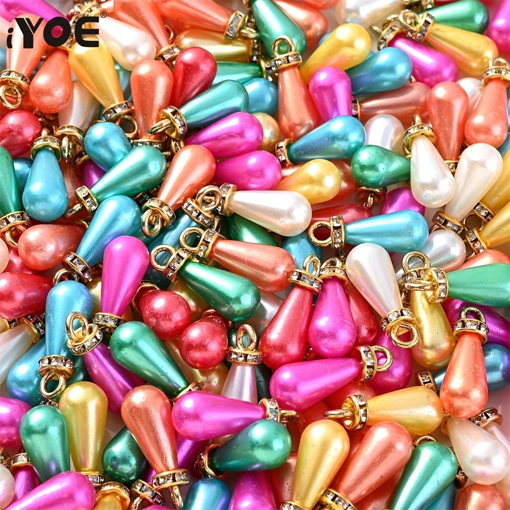 E-shop 20 Stück 8x21 mm Bunte Wassertropfen-Anhänger Acrylperlen für Schmuckherstellung Halskette Armband Ohrring