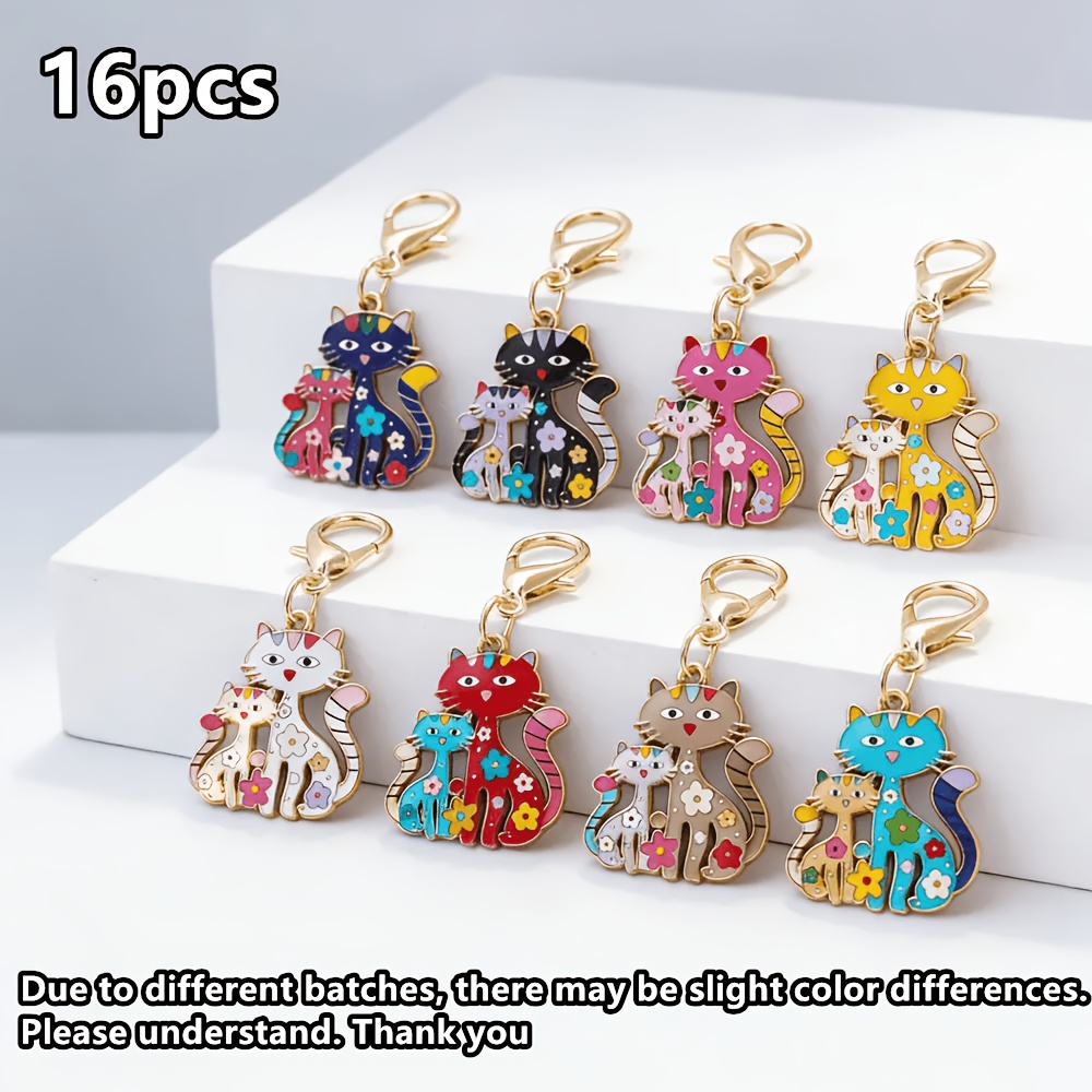 TEMU Gift For Her/him 16pcs, Parent- Cat Keyring Packs Pendants, -shaped Keychain For Bag, Key Decorations, Birthday, Wedding, Party Favors, Festival
