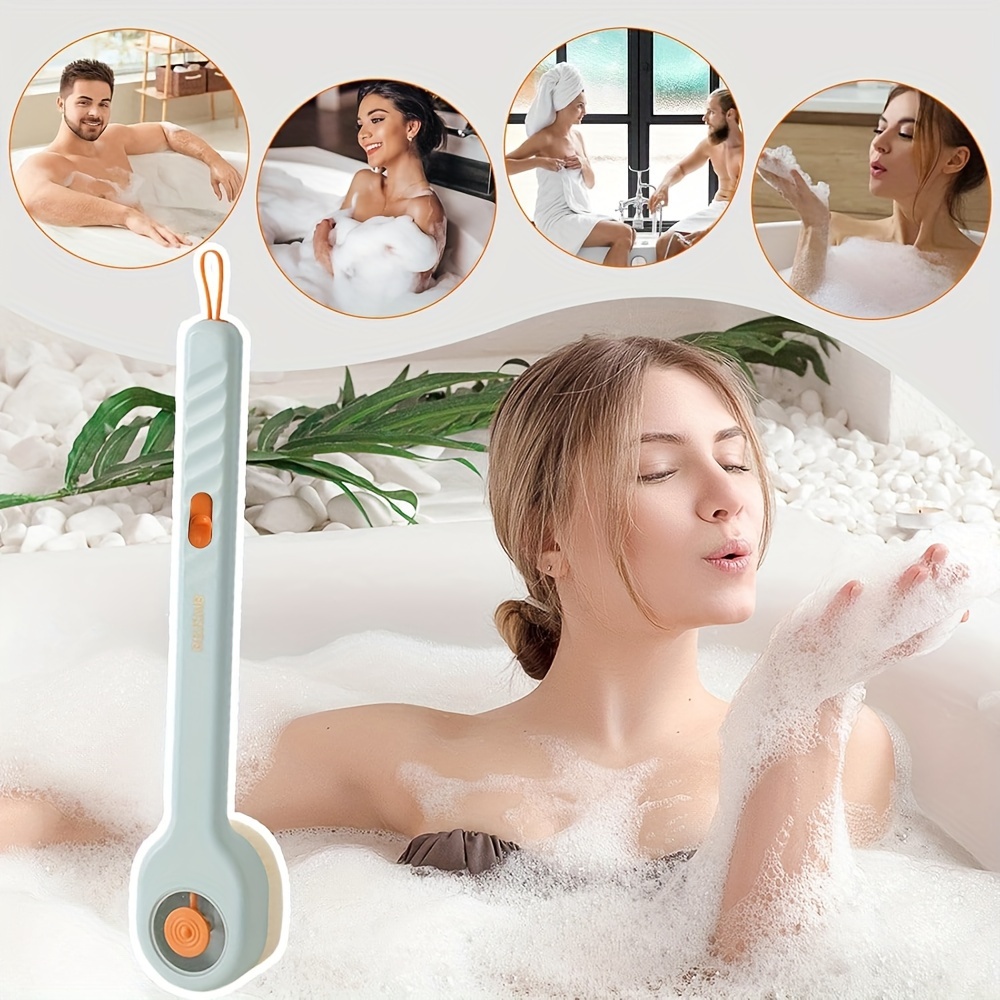 ergonomic long handle shower brush with liquid dispenser soft bristle back scrubber non electric unscented summer bathing essentials Product details 9