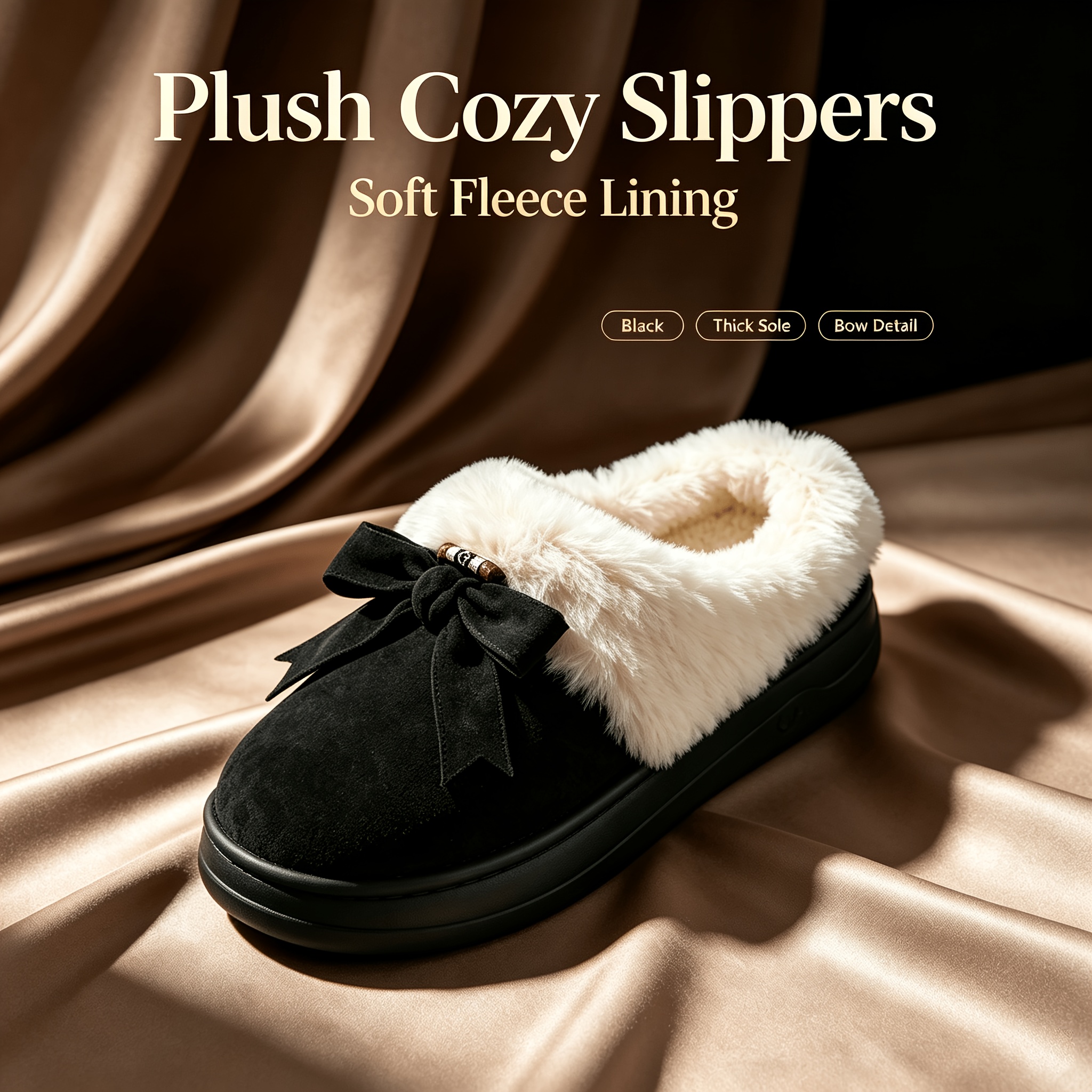 TEMU 5 Colors | Sweet Bow Plush Bag And Clogs, Autumn Winter Home Warm Thick-soled Women's Shoes, Women Shoes