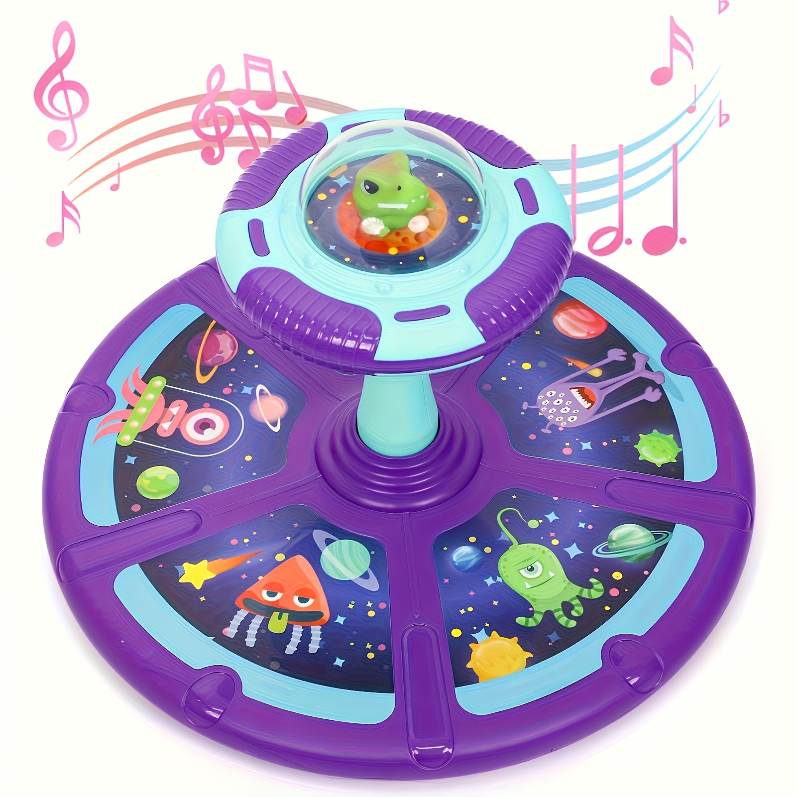 TEMU A 360° Rotating Dinosaur Space Toy Designed For Toddlers, This Sensory Balance Training Ride-on Toy Features Flashing Lights And Music, Helping