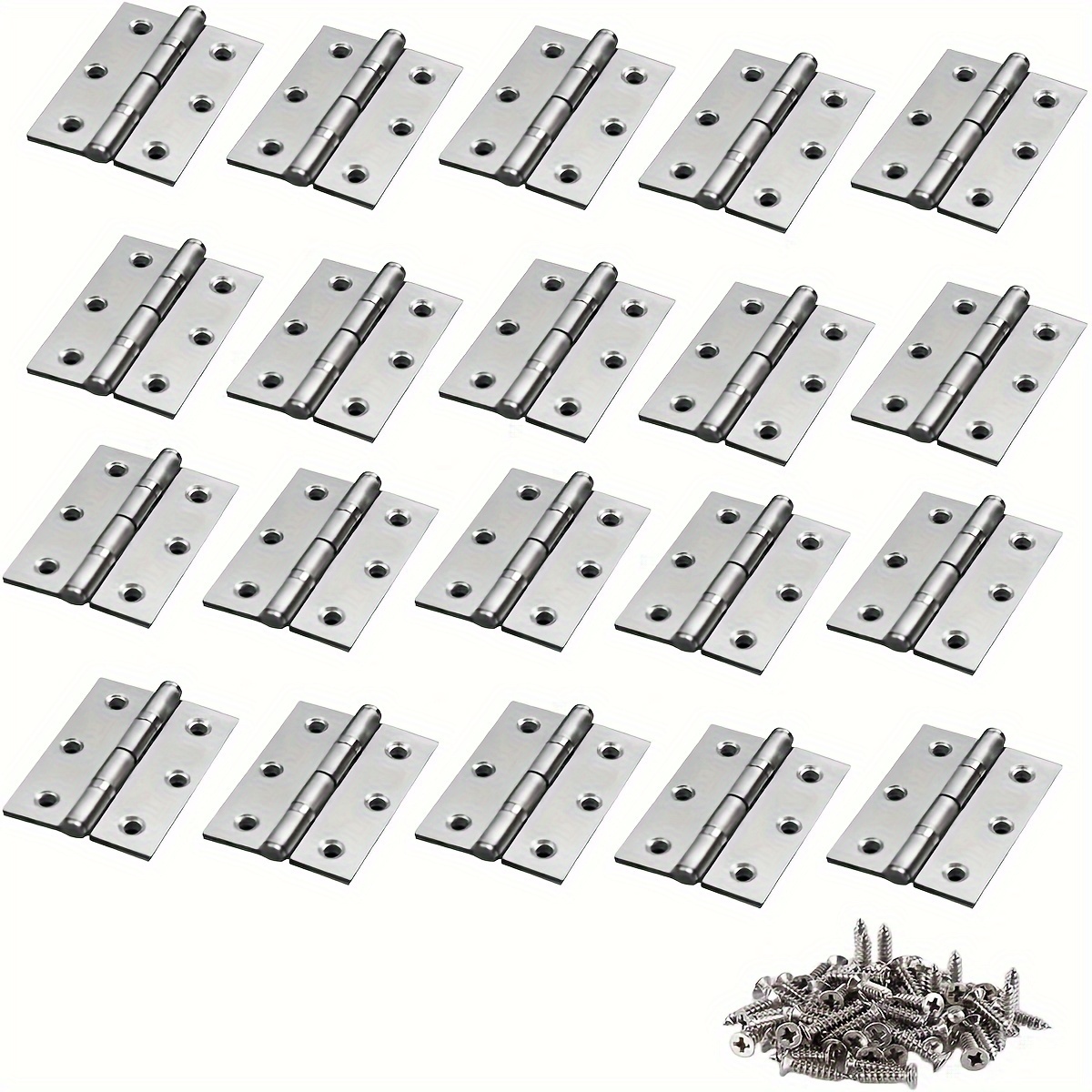 

20pcs Stainless Steel Tone Folding Butt Hinges, Modern Home Furniture Hardware, With Screws For Doors And Boxes