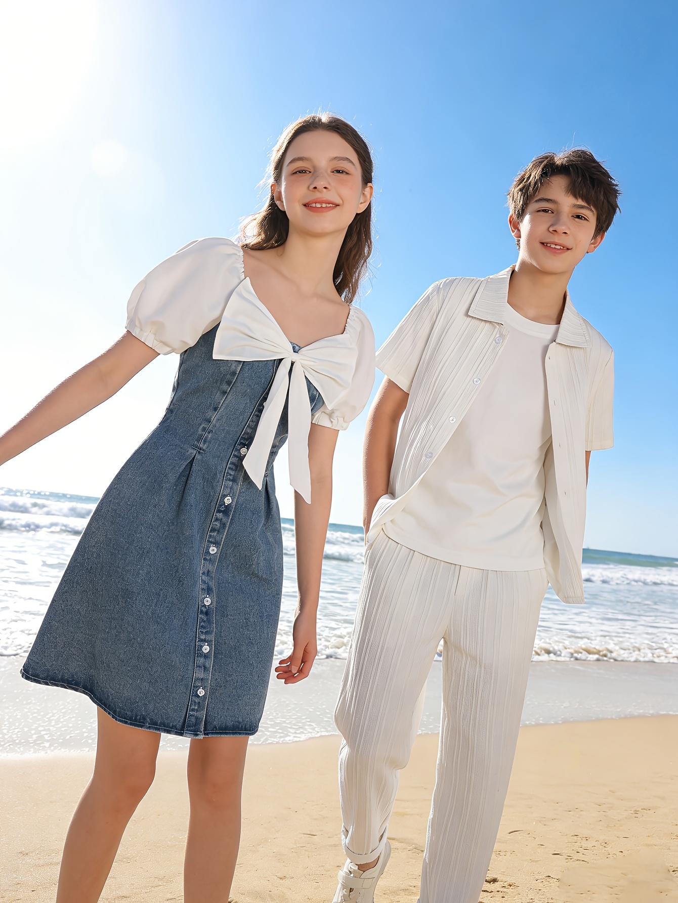 Single-piece Teen Girl's * Denim Dress * Vacation, Picnics * and Daily  Wear. Ideal for Back-to-* Offering a Fa