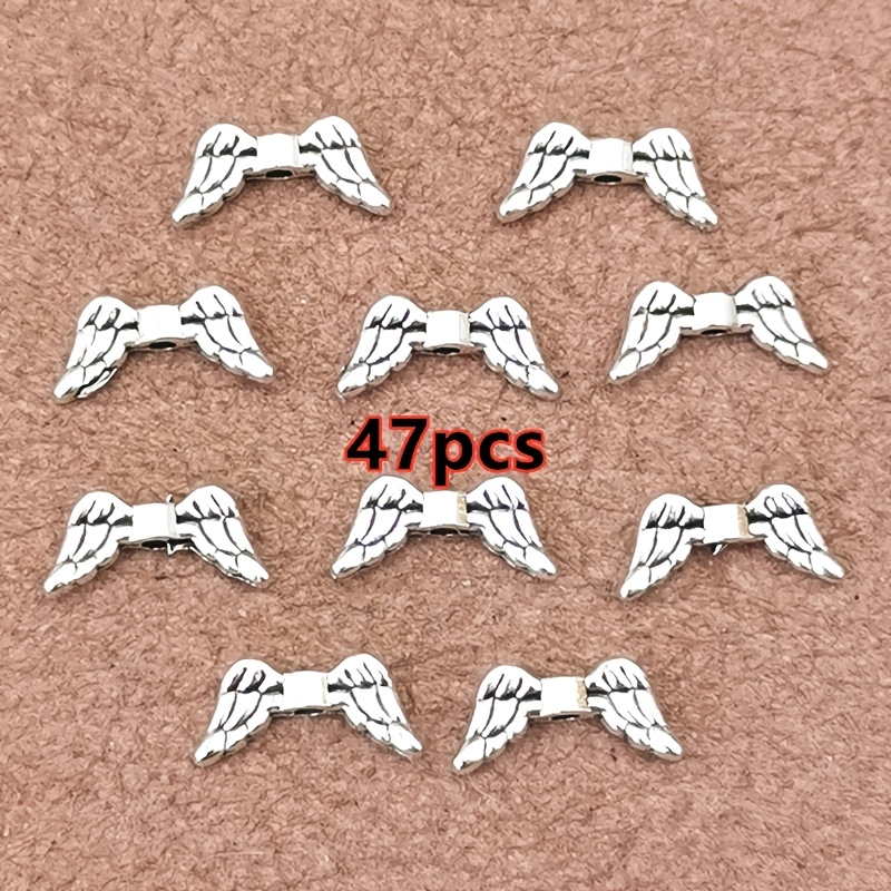 TEMU 47pcs Wing Charm Small Hole Bead Pendants, Spacer Beads, Women's Fashion Pendants, Bohemian Style Jewelry Accessories, Handmade Making Bracelet