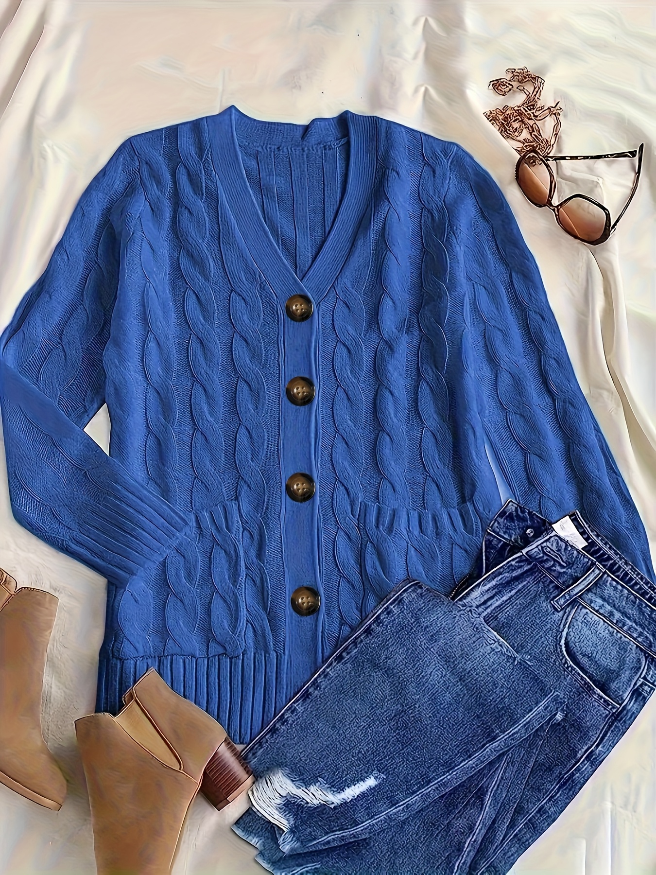 women's vintage inspired loose fit cardigan double buttons