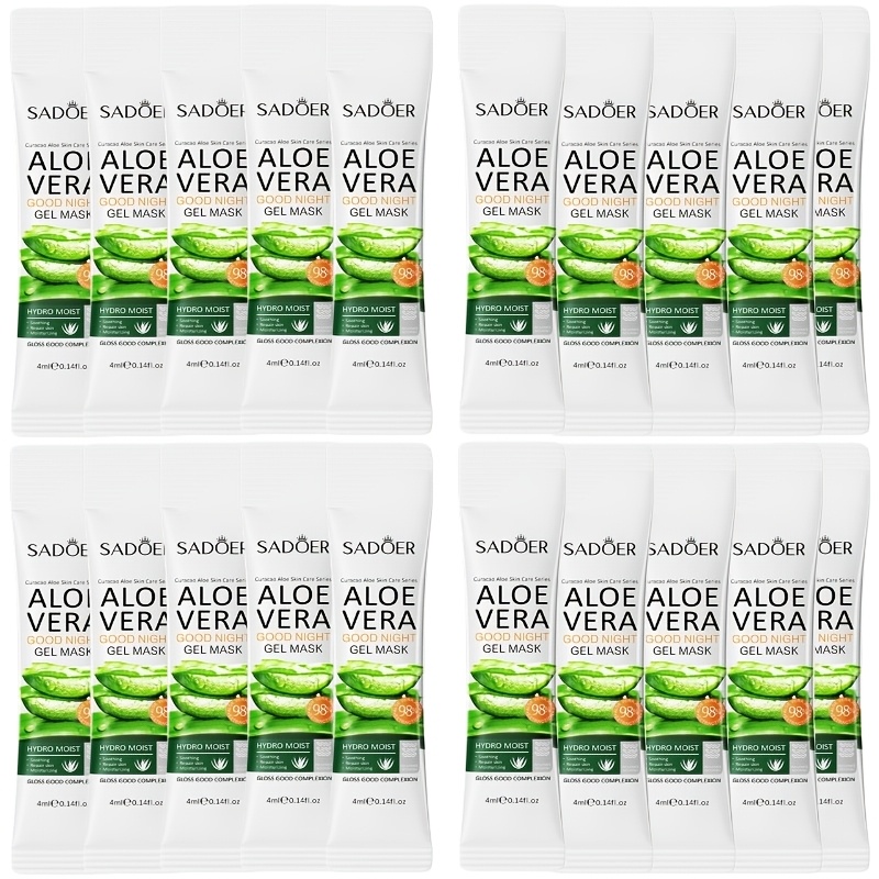 SADOER 20pcs Aloe Goodnight Gel Mask, Sleep Mask, Containing Aloe Vera Extract, Designed for Facial Care, Hydration, Brighten, Moisturizing. No-rinse, Small Strip Packaging. Gentle and Non-irritating, It Serves as an Ideal Travel Companion, Skincare - Image 4