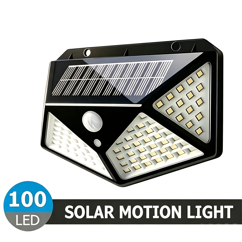 Image of 100 Led Solar Motion Sensor Wall Light, 270° Angle Motion Sensor Security Light, Light In All , Solar Motion Sensor Light Suitable For Yards, Patios, Garages, Fences, And Gardens