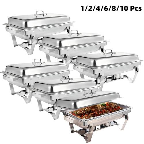 9qt 12 8 6 4 2 1pc full size 3 chafing dishes durable food warmer kit with tight fitting lids deep food pans water pan and fuel holders for restaurant catering parties events cooking