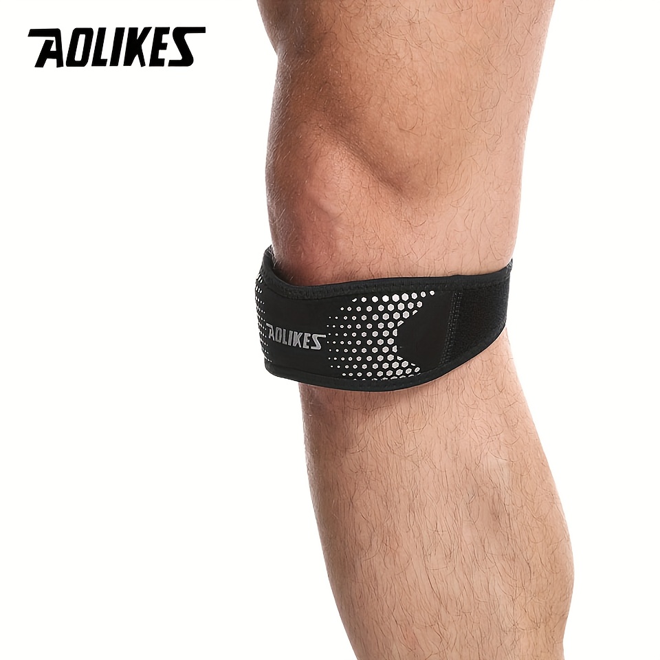1pc Aolikes Adjustable Patella Knee Brace, Knee Support With Adjustable Compression Strap, Hinged Stabilization For Running, Basketball, Hiking, Volleyball
