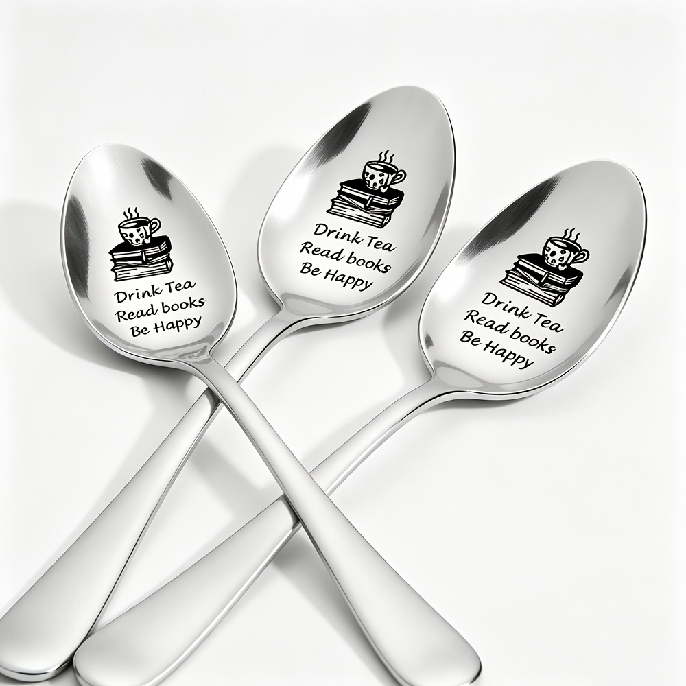 TEMU Funny Tea Spoon Engraved Stainless Steel For Tea Lover Friend Birthday Graduation Christmas Gifts For Readers Book Lover Gifts For Women Men