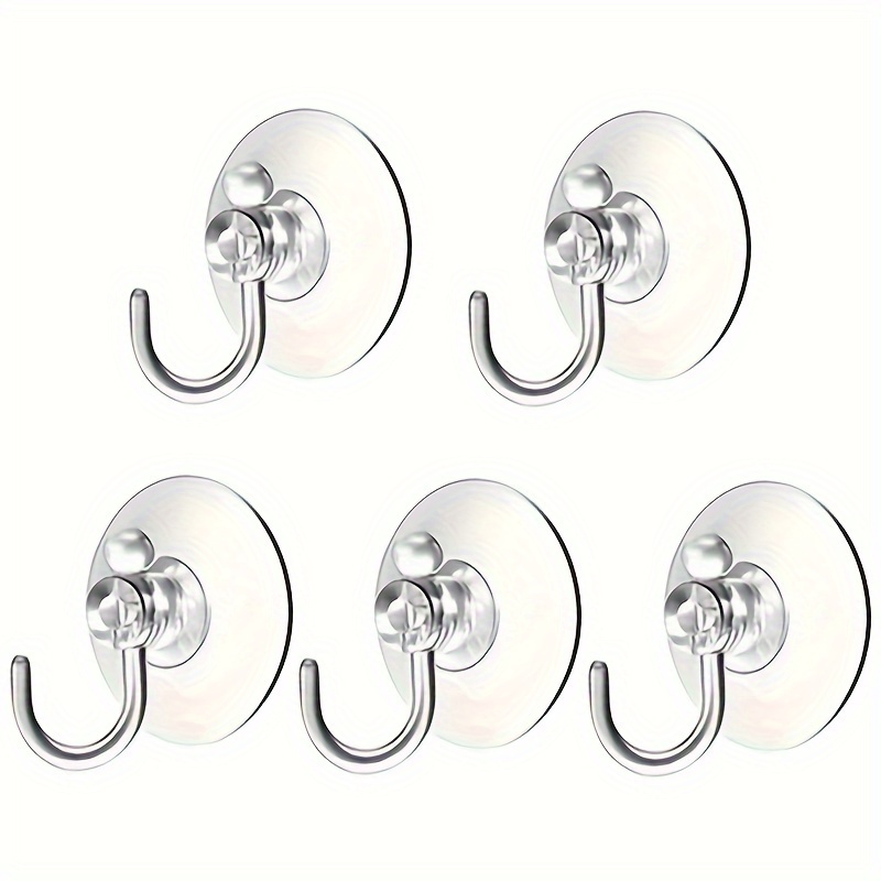 

5-pack Traditional Style Plastic Utility Hooks With Suction Cup, Wall Mount Hooks For Hanging Storage, Multipurpose Invisible Hanging Hooks For Windows, Glass Doors, Bathroom, Kitchen, Holiday Decor