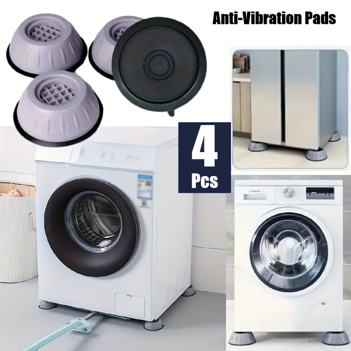 TEMU -pcs Laundry Washing Machine Dryer Base Foot Pads Shock Floor Mat, Refrigerator Anti-vibration Floor Protection Non-slip Floor Mat Set, Shock