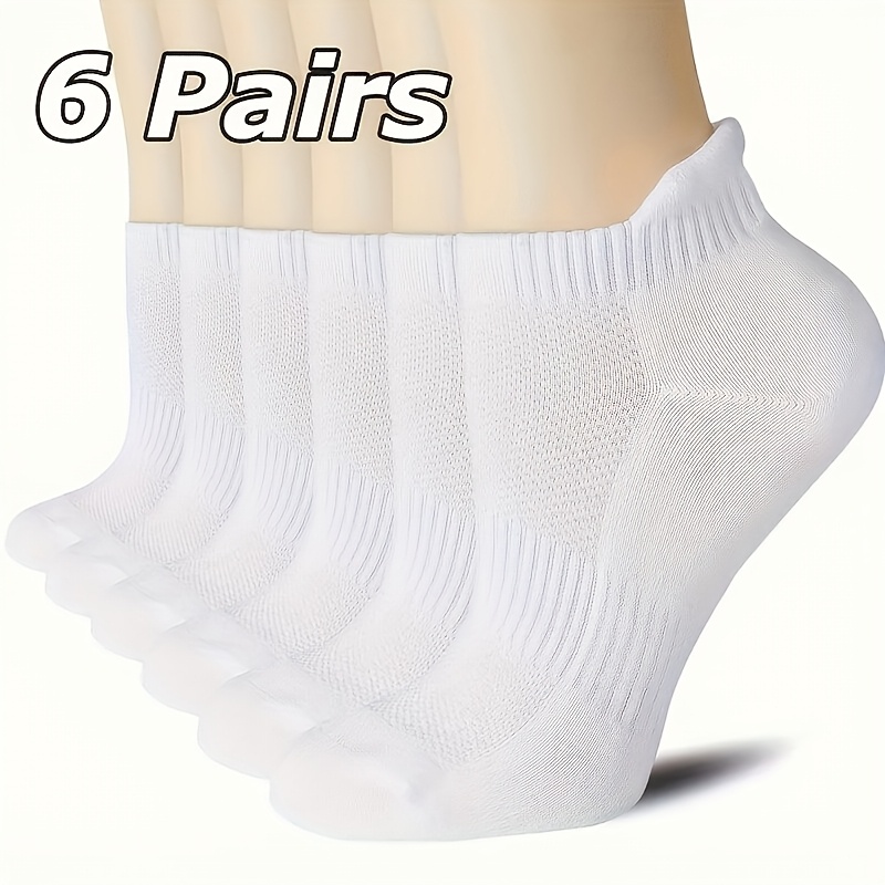 TEMU 6-pair Breathable Mesh Women's Sports Socks, Comfortable, Soft, And Breathable Running Socks, Versatile Solid Color Unisex Ankle Socks For Daily