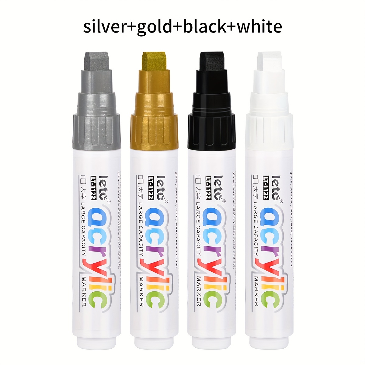 1/2/4pcs, Acrylic Marker Waterproof Paint Pen Set – Stackable & Non-bleeding For Paper, Professional Art Coloring And Graffiti Markers