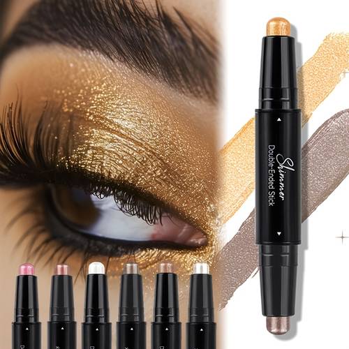 shimmer double head eyeshadow stick colorful waterproof cream eyes shadow pencil long lasting makeup cosmetic
