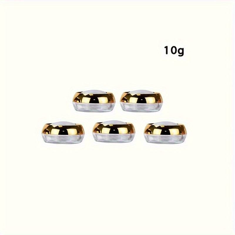 TEMU 5pcs Set Golden Leak-proof Mini Cosmetic Jars - 10g/20g/30g/50g, Portable Travel Tins, Small Plastic Jars For Makeup Lotion, Cream, Lipstick
