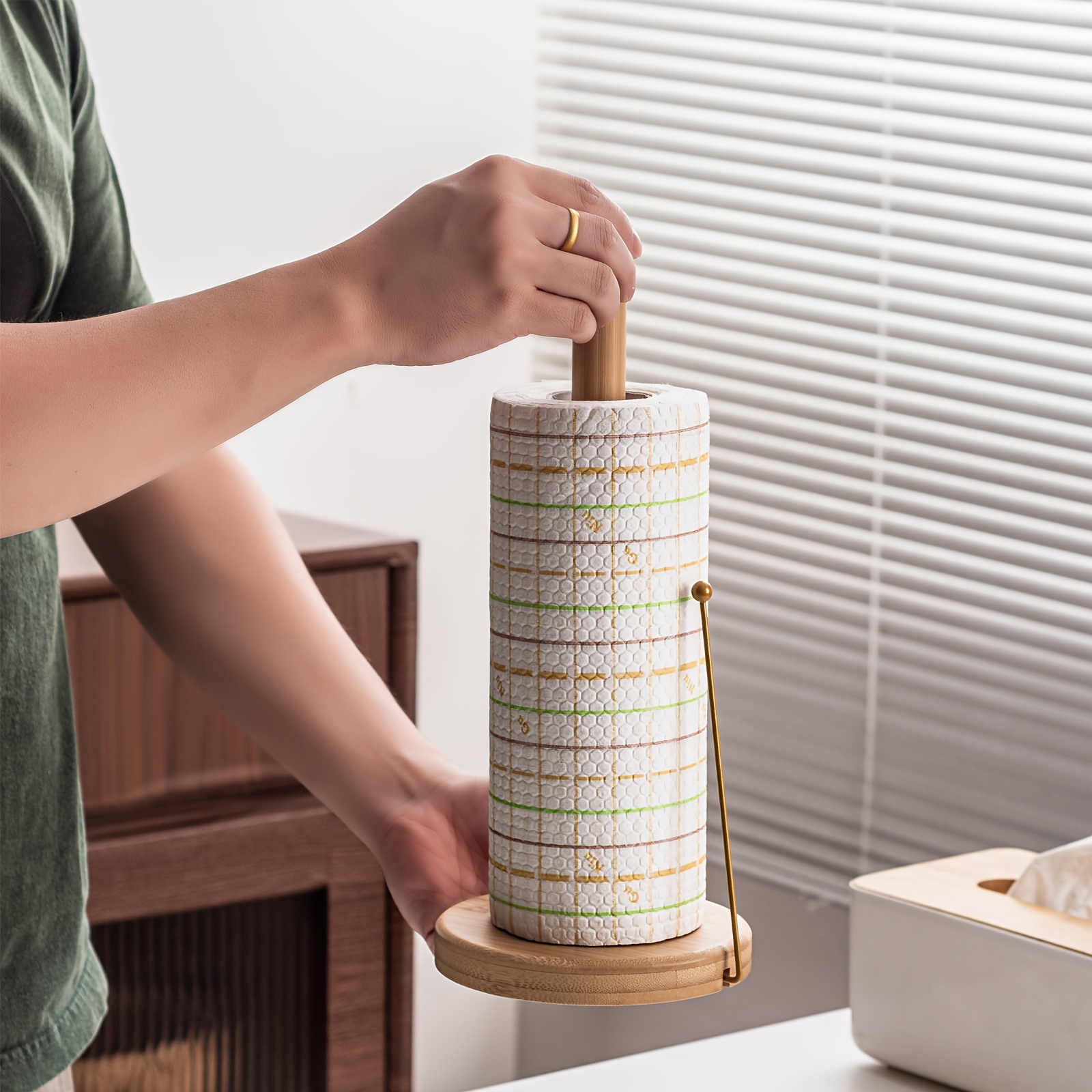 vertical tissue holder kitchen paper towel rack cloth holder cling film rack storage stand storage column upright roll paper holder home use kitchen use Product details 6