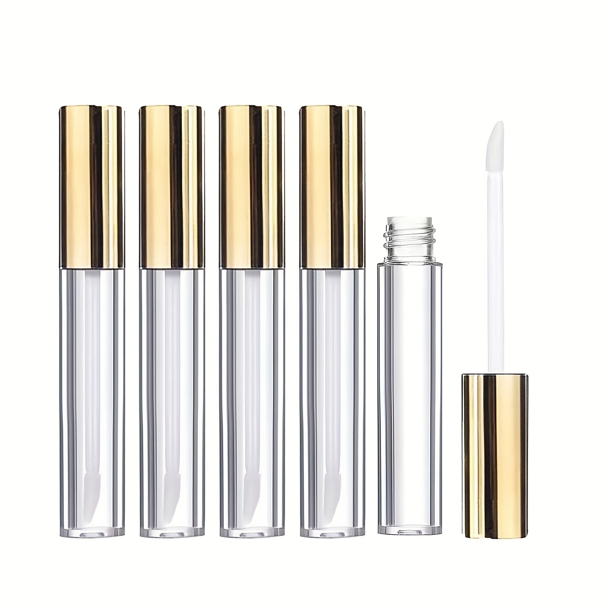 TEMU Frascos Recargables para de Labios con Aplicador, 5ml Dorados - Paquete de 5