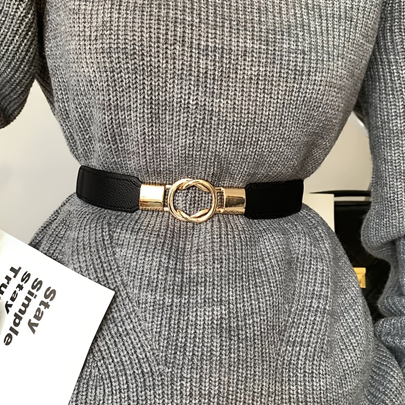 Image of 1pc Women's Belt, Fashionable And Simple Elastic Stretch Waistband, Casual And Elegant Versatile Belt For Dresses, Shirts, Jackets, And Coats, Waist-cinching Decorative Belt