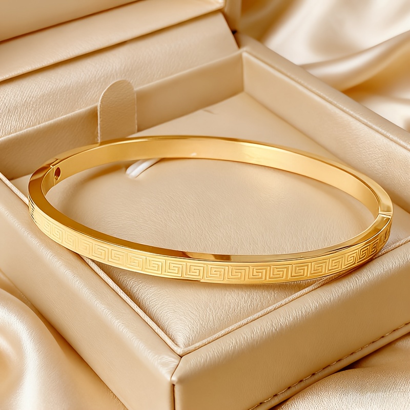 TEMU Elegant Stainless Steel Pattern Women' Steel Bracelet, Women' Steel Accessories, Style, Suitable For Daily Wear Or Gift , Bracelet
