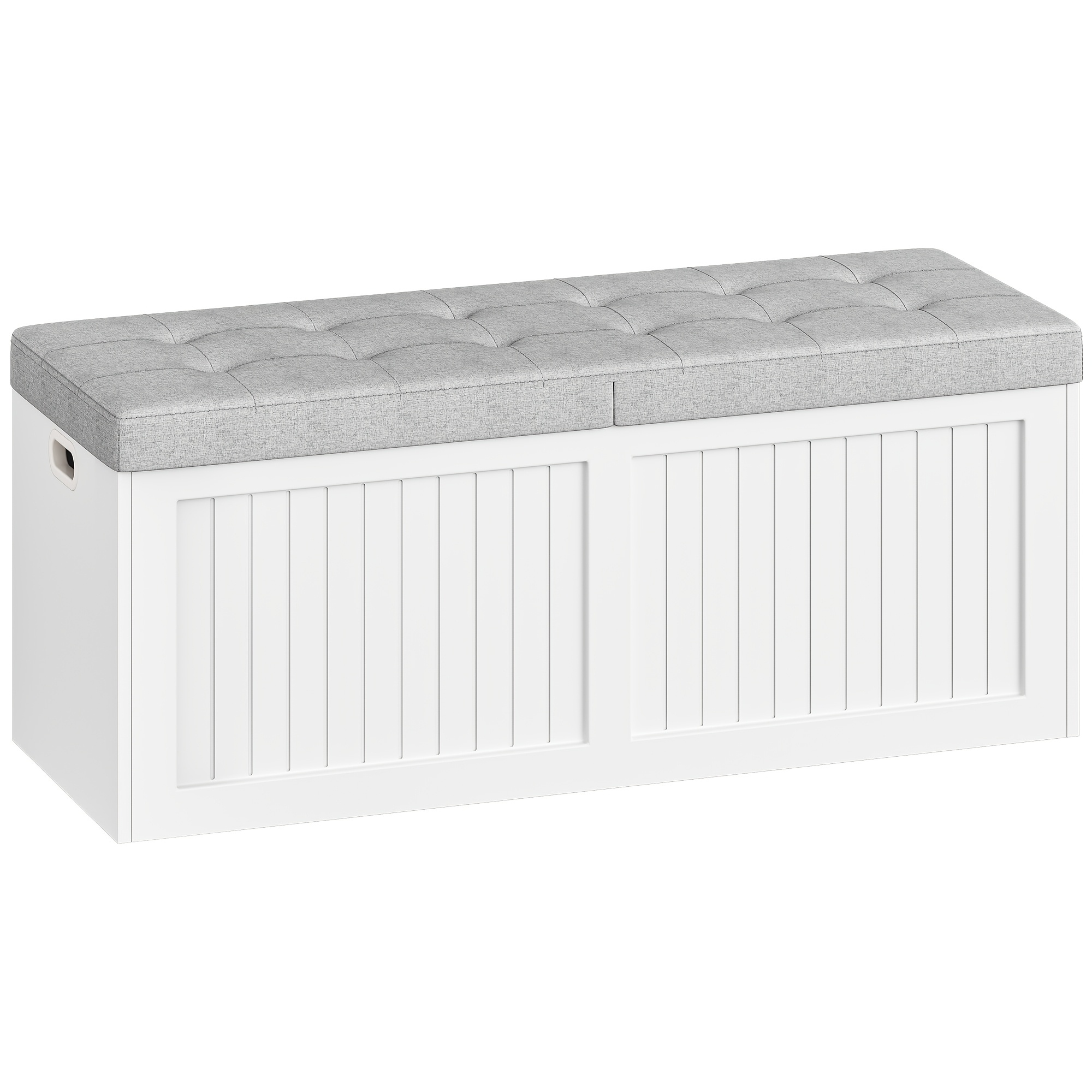 Shoe Bench, Bench With Storage, With Cushions, Storage Box, , For Living Room, Foyer And Entrance, 40 X 109 X 44.5 Cm, White-grey, Trunks