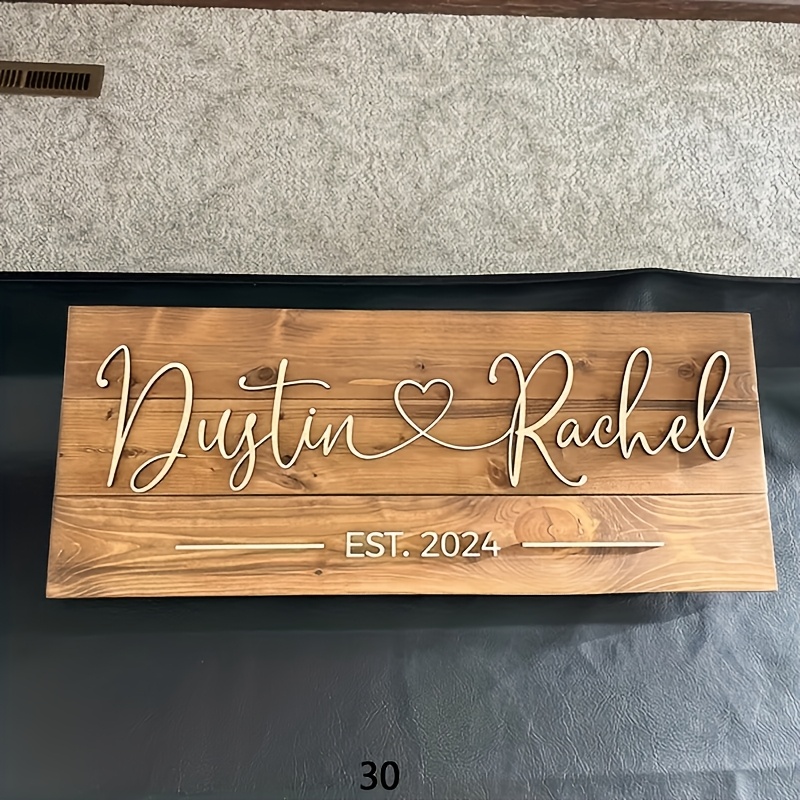 TEMU Personalized Custom Wedding Gift Plaque, Family Name Sign, Custom Wooden Sign, Wooden Anniversary Gift, Couple's Gift