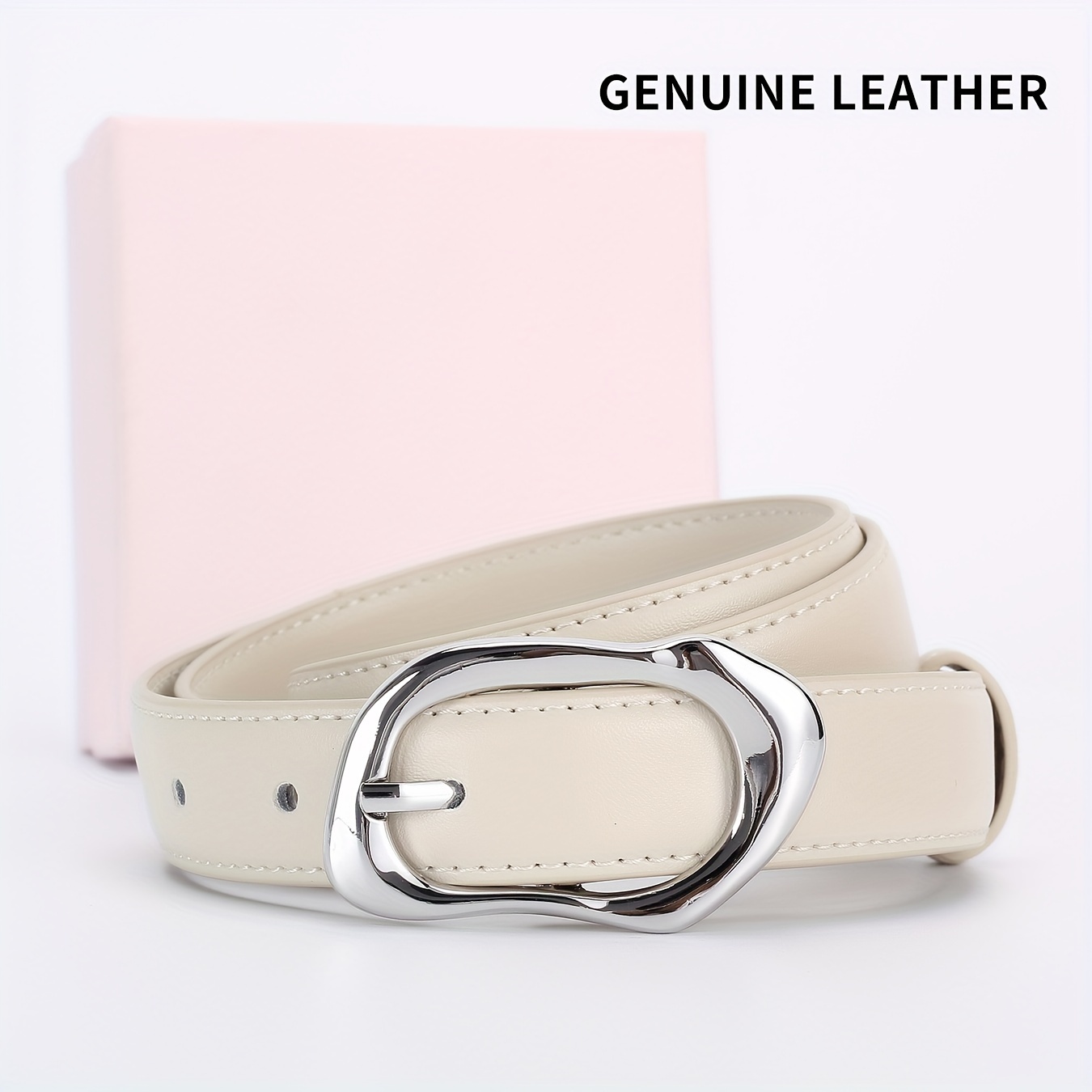 Women's Japanese/korean Style Genuine Leather Belt Suitable For Jeans Skirts Dresses - Retro Minimalist Belly Belt For Smaller To Larger Waist (27.6"-37") For Casual Wedding Wear, Gift Box Included