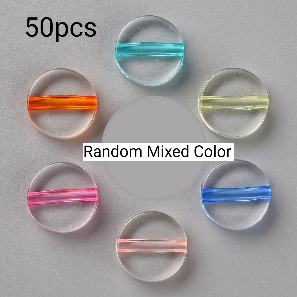 TEMU 2d Flat - 50pcs Of Acrylic Beads, Flat And Round, Assorted Colors, Measuring 16x5mm, Suitable For Crafting Necklaces, Bracelets, Earrings, And