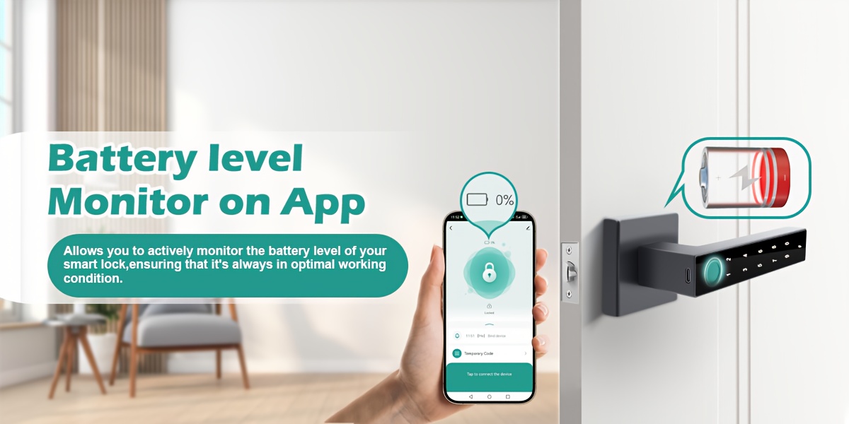 Cerradura Inteligente de Puerta con 1 Pin/Huella Digital/APP/Tarjeta IC/Control Remoto - Entrada Sin Llave Cerradura Electrónica con Alertas Similares a la Alarma Antirrobo, Apertura Forzosa y Respaldo, Bloqueo Intelligent para Hogar/Oficina/Hotel Compatible con Smartphones & Tarjetas (No Incluidos) Sistema Moderno de Seguridad con Escáner Dactilar, Control por App, Opciones Múltiples de Desbloqueo e Función de Desbloqueo Remoto, Manija Intelectual del Cerrojo Deportivo