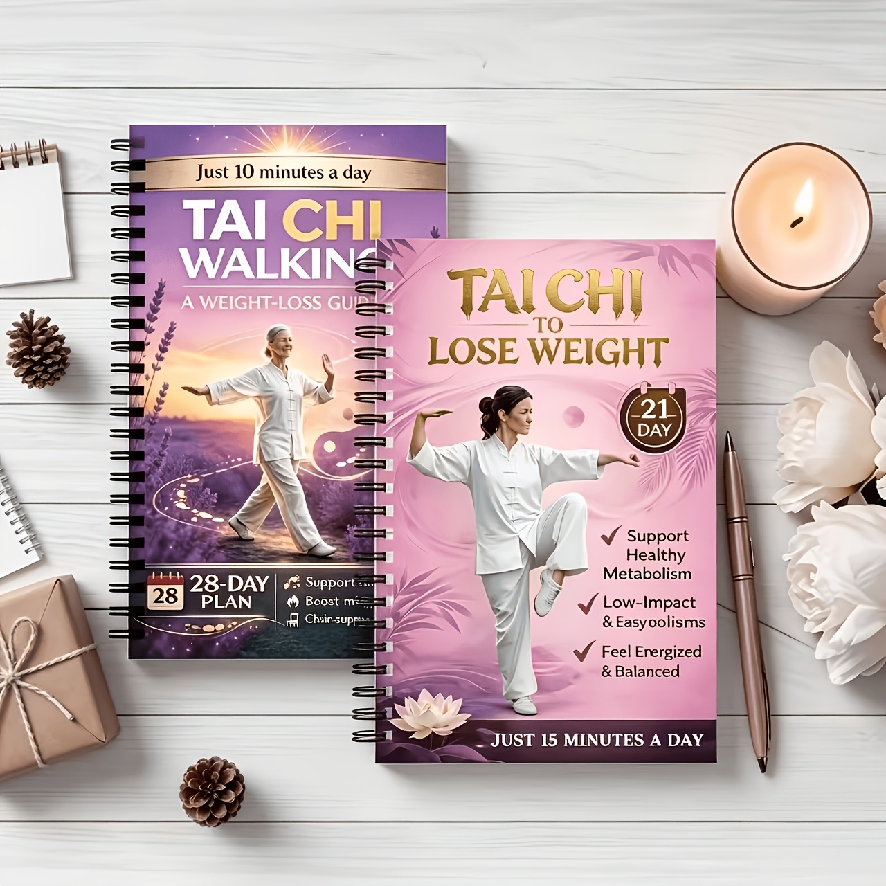 TEMU The 2pcs 28-day Exercise Plan Is Specifically , Focusing On Tai Chi Walking. Used For Weight Loss, Low- Workouts, Improving Balance, And Aiding