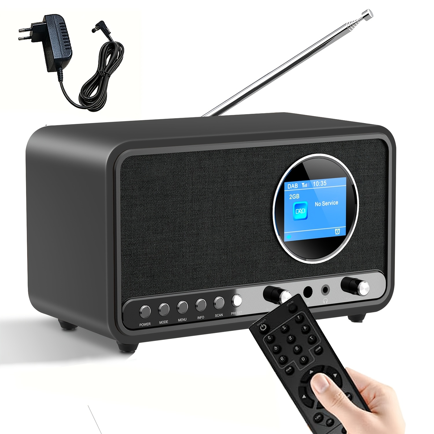 E-shop Neues DAB mit Wireless, DAB Radio mit Fernbedienung, DAB+/FM Radio, Retro Holz , Küchenradio, Wecker-Radio mit Dualer Weckfunktion