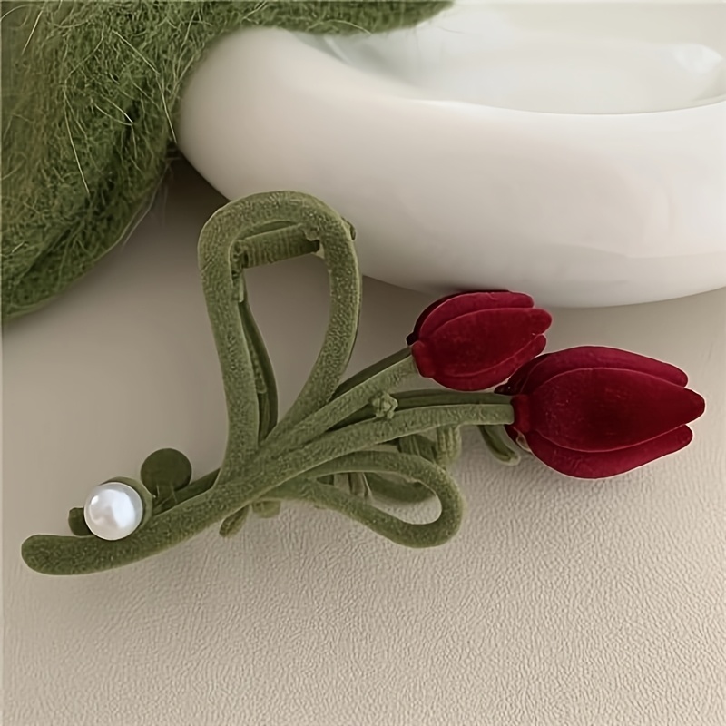 TEMU French Lazy Tulip Hair Clips For Women, New Luxury Large Shark Hair Claw Clips, Elegant Minimalist Fall Winter Hair Additions