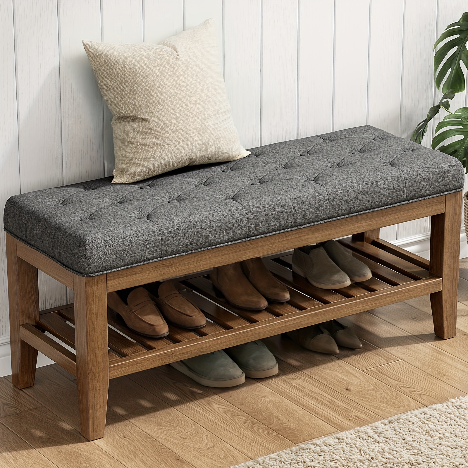 Solid Wood Shoe Storage Bench
