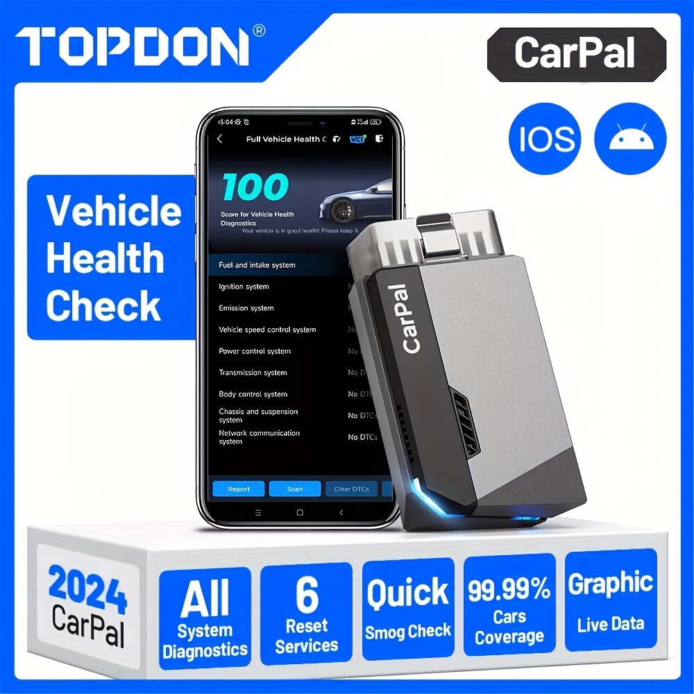 

Topdon Obd2 Wireless, For Car, All Diagnostic Tool For Ios & , , 6 Mainteanance Services, Check, , Test