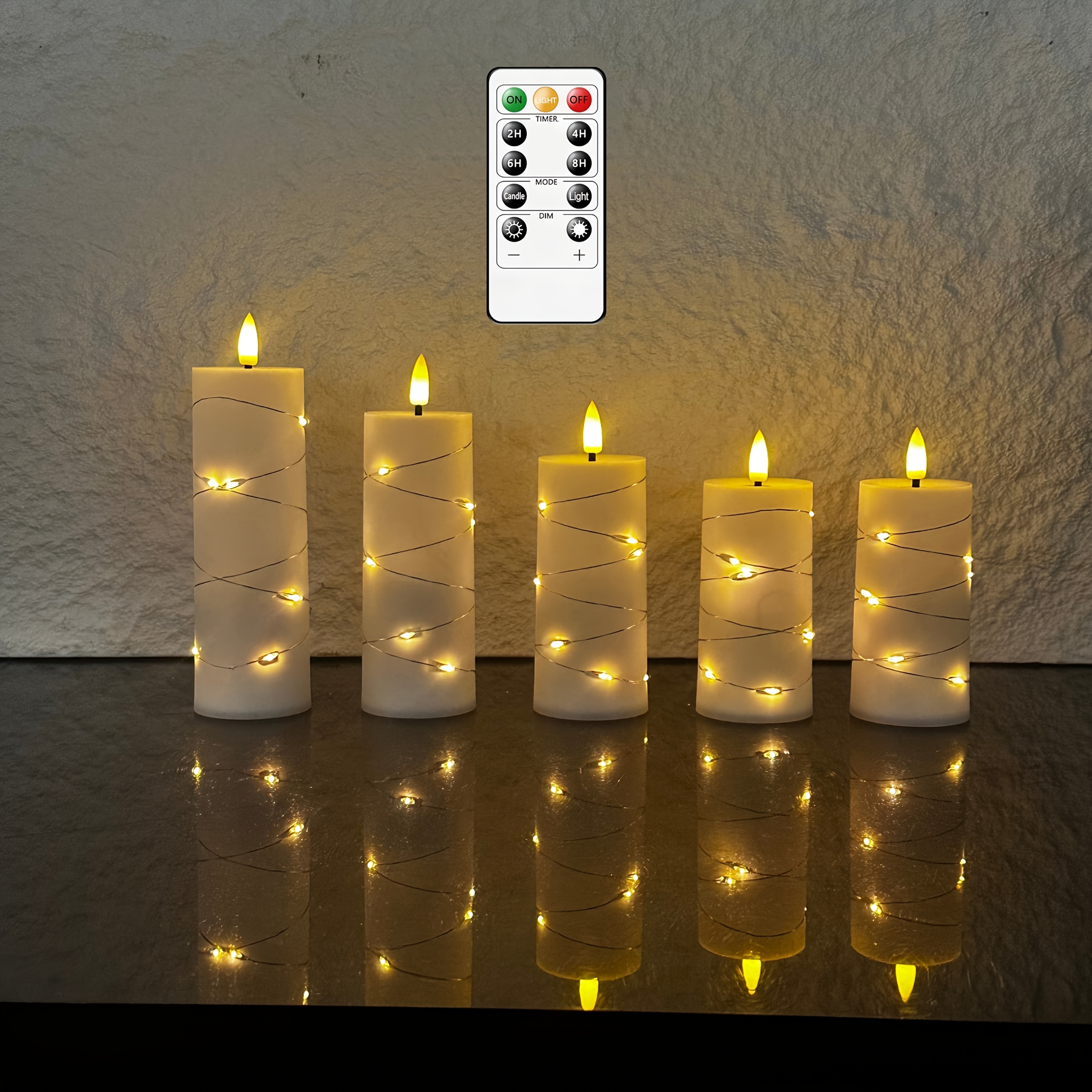 Image of 5 Valentine's Day Gifts Led Electronic Candles With Light Strings (with Remote Control) For A Romantic Atmosphere On Dates, Cozy Decorations For The Bedroom